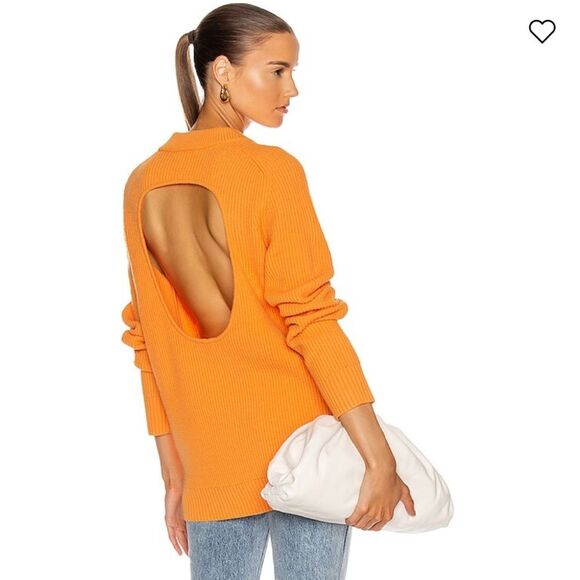Helmut Lang Cutout V Neck Sweater in Safety Orange size M - Picture 1 of 10